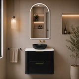 Arco Arch 550mm x 1000mm Frontlit LED Mirrored Shaving Cabinet, Matte Black