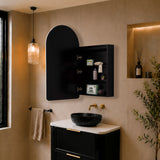 Arco Arch 550mm x 1000mm Frontlit LED Mirrored Shaving Cabinet, Matte Black