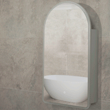 Arco Arch 550mm x 1000mm Frontlit LED Mirrored Shaving Cabinet, Matte White