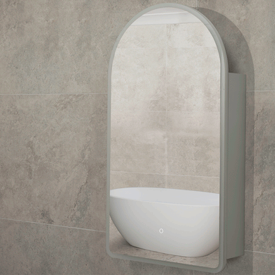 Arco Arch 550mm x 1000mm Frontlit LED Mirrored Shaving Cabinet, Matte White