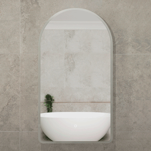 Arco Arch 550mm x 1000mm Frontlit LED Mirrored Shaving Cabinet, Matte Black