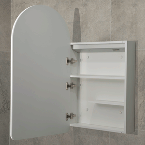 Arco Arch 550mm x 1000mm Frontlit LED Mirrored Shaving Cabinet, Matte White