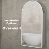 Arco Arch 550mm x 1000mm Frontlit LED Mirrored Shaving Cabinet, Matte White