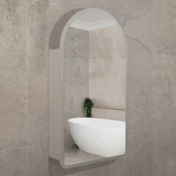 Arco Arch 550mm x 1000mm Frontlit LED Mirrored Shaving Cabinet, Matte White