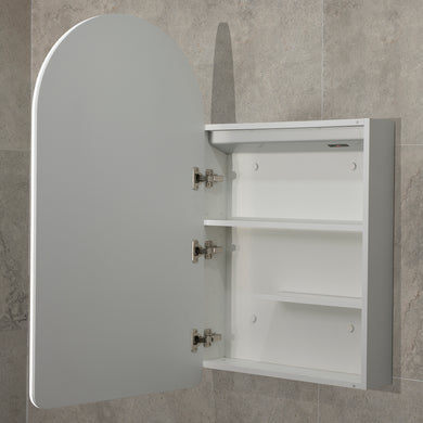 Arco Arch 550mm x 1000mm Frontlit LED Mirrored Shaving Cabinet, Matte White