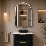 Arco Arch 700mm x 1000mm Frontlit LED Mirrored Shaving Cabinet, Matte Black
