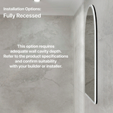 Arco Arch 700mm x 1000mm Frontlit LED Mirrored Shaving Cabinet, Matte Black