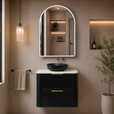 Arco Arch 700mm x 1000mm Frontlit LED Mirrored Shaving Cabinet, Matte Black