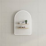 Arco Arch 700mm x 1000mm Frontlit LED Mirrored Shaving Cabinet, Matte White