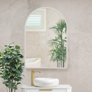 Arco Arch 700mm x 1000mm Frontlit LED Mirrored Shaving Cabinet, Matte White