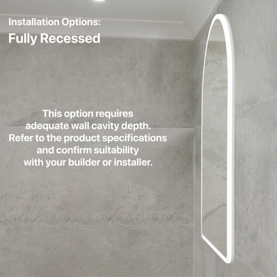 Arco Arch 700mm x 1000mm Frontlit LED Mirrored Shaving Cabinet, Matte White