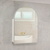 Arco Arch 700mm x 1000mm Frontlit LED Mirrored Shaving Cabinet, Matte White