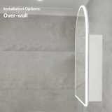 Arco Arch 700mm x 1000mm Frontlit LED Mirrored Shaving Cabinet, Matte White