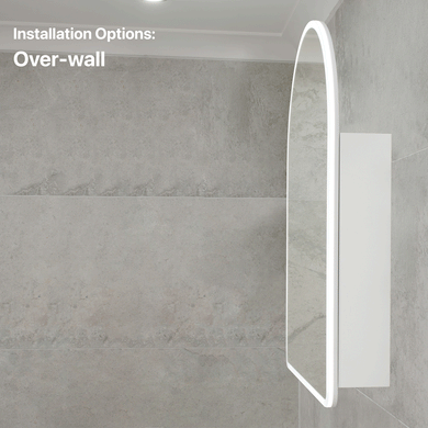 Arco Arch 700mm x 1000mm Frontlit LED Mirrored Shaving Cabinet, Matte White