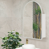 Arco Arch 700mm x 1000mm Frontlit LED Mirrored Shaving Cabinet, Matte White