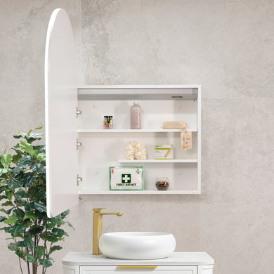 Arco Arch 700mm x 1000mm Frontlit LED Mirrored Shaving Cabinet, Matte White