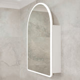 Arco Arch 700mm x 1000mm Frontlit LED Mirrored Shaving Cabinet, Matte White