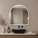 Arco Arch 800mm x 800mm Frontlit LED Mirrored Shaving Cabinet, Matte Black