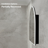 Arco Arch 800mm x 800mm Frontlit LED Mirrored Shaving Cabinet, Matte Black
