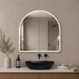 Arco Arch 800mm x 800mm Frontlit LED Mirrored Shaving Cabinet, Matte Black