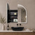 Arco Arch 800mm x 800mm Frontlit LED Mirrored Shaving Cabinet, Matte Black