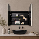 Arco Arch 800mm x 800mm Frontlit LED Mirrored Shaving Cabinet, Matte Black