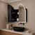 Arco Arch 800mm x 800mm Frontlit LED Mirrored Shaving Cabinet, Matte Black