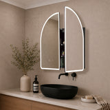 Arco Arch 800mm x 800mm Frontlit LED Mirrored Shaving Cabinet, Matte Black