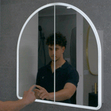 Arco Arch 800mm x 800mm Frontlit LED Mirrored Shaving Cabinet, Matte White