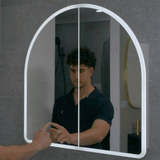Arco Arch 800mm x 800mm Frontlit LED Mirrored Shaving Cabinet, Matte White