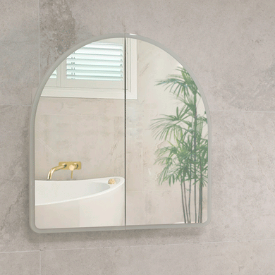 Arco Arch 800mm x 800mm Frontlit LED Mirrored Shaving Cabinet, Matte White