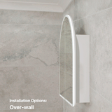 Arco Arch 800mm x 800mm Frontlit LED Mirrored Shaving Cabinet, Matte White