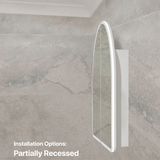Arco Arch 800mm x 800mm Frontlit LED Mirrored Shaving Cabinet, Matte White