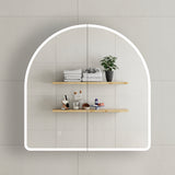 Arco Arch 800mm x 800mm Frontlit LED Mirrored Shaving Cabinet, Matte White