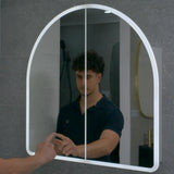 Arco Arch 800mm x 800mm Frontlit LED Mirrored Shaving Cabinet, Matte White