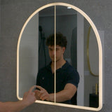 Arco Arch 800mm x 800mm Frontlit LED Mirrored Shaving Cabinet, Matte White