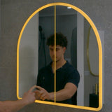 Arco Arch 800mm x 800mm Frontlit LED Mirrored Shaving Cabinet, Matte White