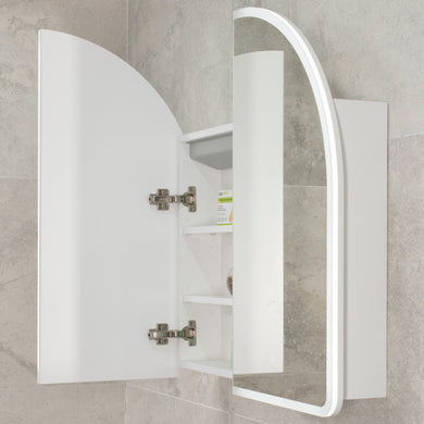 Arco Arch 800mm x 800mm Frontlit LED Mirrored Shaving Cabinet, Matte White
