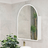Arco Arch 850mm x 1000mm Frontlit LED Mirrored Shaving Cabinet, Matte White