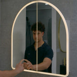 Arco Arch 850mm x 1100mm Frontlit LED Mirrored Shaving Cabinet, Matte White