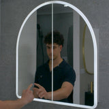 Arco Arch 850mm x 1100mm Frontlit LED Mirrored Shaving Cabinet, Matte White