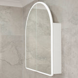 Arco Arch 850mm x 1000mm Frontlit LED Mirrored Shaving Cabinet, Matte White