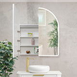 Arco Arch 850mm x 1000mm Frontlit LED Mirrored Shaving Cabinet, Matte White