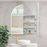 Arco Arch 850mm x 1000mm Frontlit LED Mirrored Shaving Cabinet, Matte White