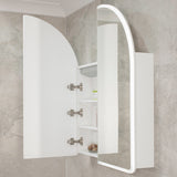 Arco Arch 850mm x 1000mm Frontlit LED Mirrored Shaving Cabinet, Matte White