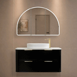 Arco Arch 1200mm x 800mm Frontlit LED Mirrored Shaving Cabinet, Matte Black