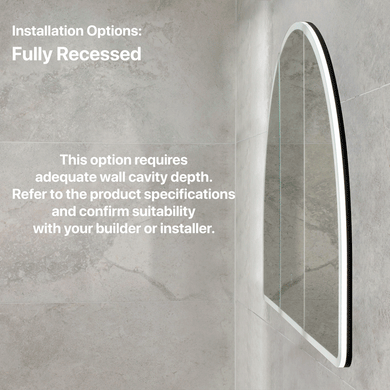 Arco Arch 1200mm x 800mm Frontlit LED Mirrored Shaving Cabinet, Matte Black