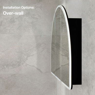 Arco Arch 1200mm x 800mm Frontlit LED Mirrored Shaving Cabinet, Matte Black