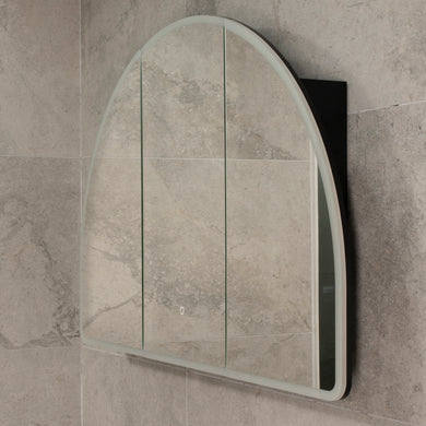 Arco Arch 1200mm x 800mm Frontlit LED Mirrored Shaving Cabinet, Matte Black
