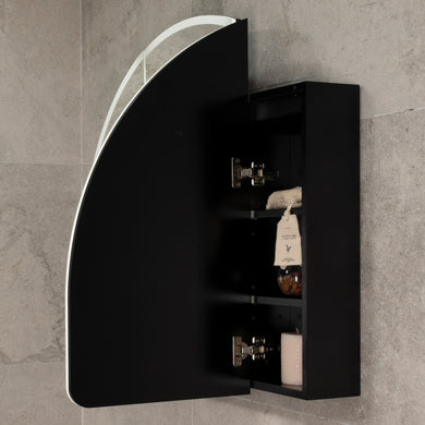 Arco Arch 1200mm x 800mm Frontlit LED Mirrored Shaving Cabinet, Matte Black